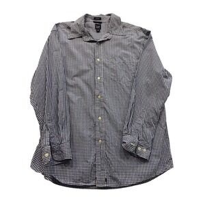 GAP Relaxed Fit Large Blue White Gingham‎ Check long sleeve button up preppy